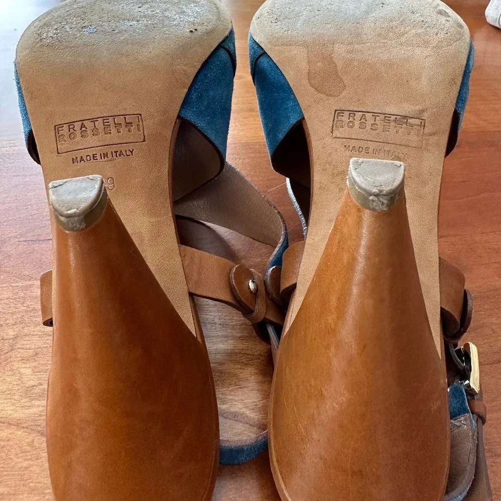 FRATELLI ROSSETTI made in Italy | Blue Suede Sling-Back Sandals, Size 39 - Picture 6 of 7